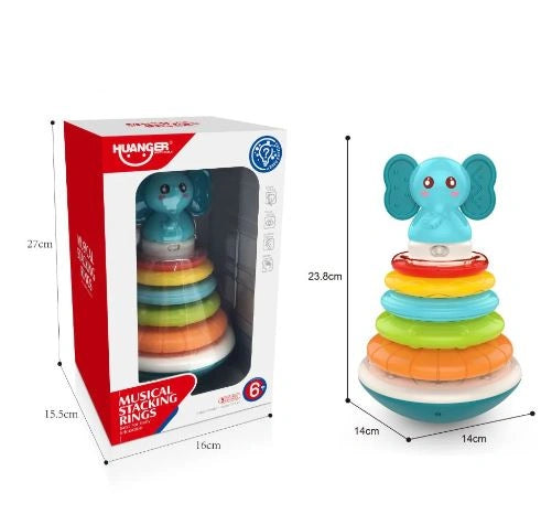 Huanger Musical Montessori Stacking Rainbow Rings Toy