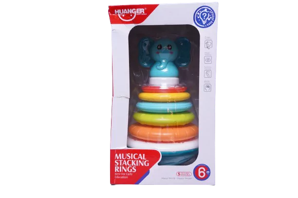 Huanger  Musical Montessori Stacking Rainbow Rings Toy - VGT Kids